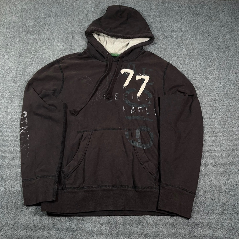 Y2K American Eagle Classic Fit Hoodie Men L Black Heavy Baggy Street Grunge